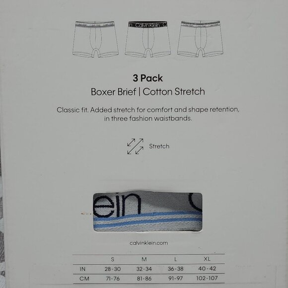 Calvin Klein Boxer Brief Size XL 3 Pack Cotton Stretch Blue Gray Variety Band - Picture 9 of 10